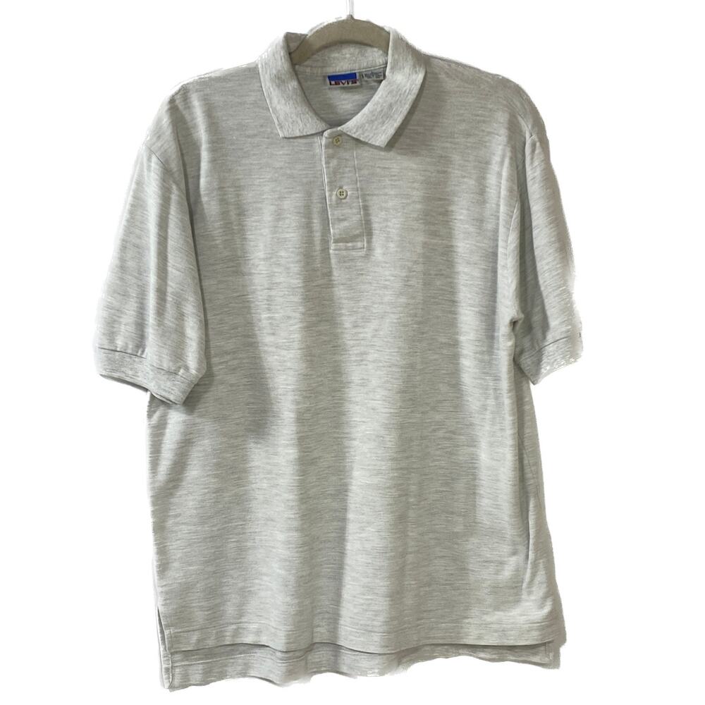 Levi's Men Polo Shirt Gray Short Sleeve Large Collared Cotton